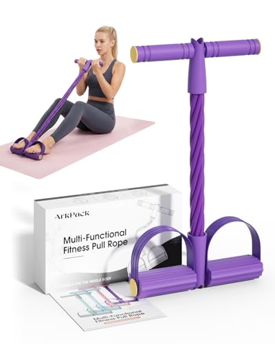 Pedal Resistance Band with Handle,6-Tubes Elastic Pull Rope Fitness Foot Pedal Resistance Bands for Women Girls Bestie Yoga Pilates Exercise Legs Calves Waist Arms Abdomen - color: purple