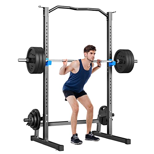 BEKING Squat Rack,All-in-ONE Power Rack Cage with Pull Up Bar,Adjustable Power Cage with Barbell Rack & Weight Plate Storage,Strength Training Workout Station for Home Gym Fitness,Space-Saving Design - color: Squat Rack