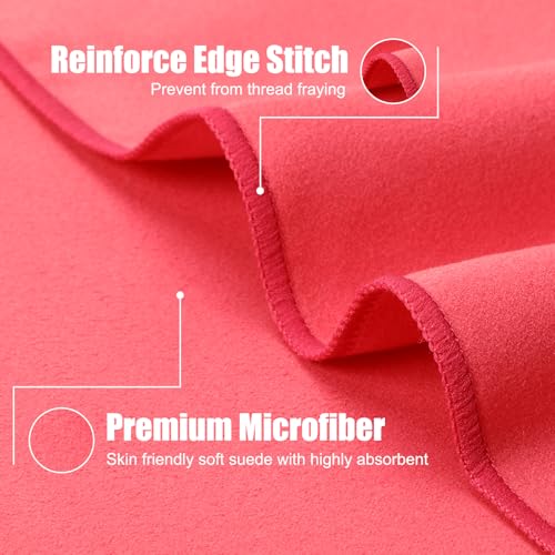 Quick Dry Travel Towel, 3 Sizes 1 Pack Camping Microfiber Towel, Lightweight Fast Drying Towels Set 60"x30", 30"x15", 15"x15" w/Bag for Gym, Beach, Hiking, Swimming, Red - color: Red
