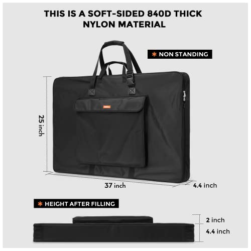 Nicpro Art Portfolio Bag 24 x 36 in, Nylon Artist Carrying Bag Waterproof | Soft Sided Bag, Adjustable Shoulder Strap, Storage Case for Artwork Sketch Drawing Canvas Photography Poster Solar Panel - size: 24 x 36 inches