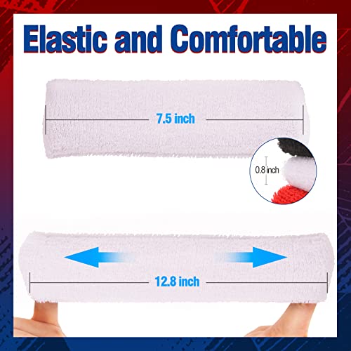 Sweatbands Sports Headband for Men & Women, Moisture Wicking Hairband Athletic Towel Headbands Cotton Head Sweat Bands for Running, Cycling, Yoga, Spa - color: D-white 12 pcs