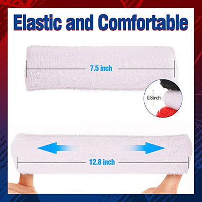 Sweatbands Sports Headband for Men & Women, Moisture Wicking Hairband Athletic Towel Headbands Cotton Head Sweat Bands for Running, Cycling, Yoga, Spa - color: D-white 12 pcs