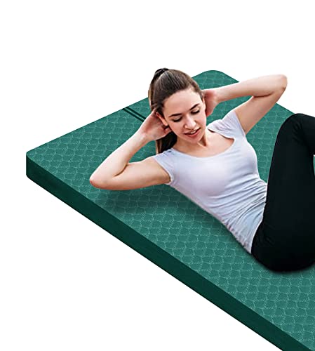 nuveti Large Exercise Mat - 15mm/20mm/30mm Thick Yoga Mat | Workout Mat for Fitness, Yoga, Pilates, Stretching & Floor Exercises for Women & Men with Free Carrying Bag - color: Green, size: 183X80X15MM