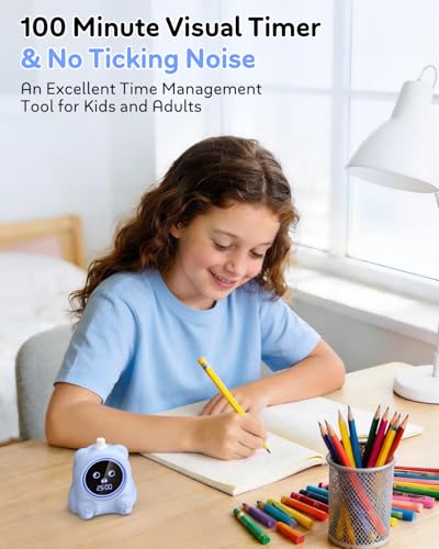 199 Min Visual Timer for Kids, 2 Min teenth Brushing, Cute Bear Deign-Blue | Adjustable Sound Alert, Productivity Timers for ADHD, Silent Operation, Desk Time Management Tool for Toddler - color: Blue