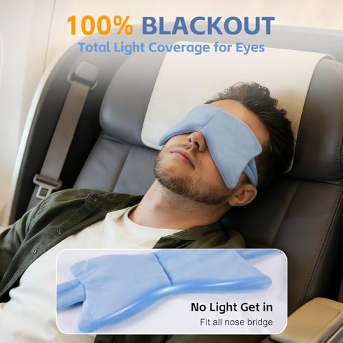 SPRING SEAON Weighted Sleep Mask,Light Blocking,Velvet Gravity,Adjustable | Sleeping Mask, Weighted Glass Beads, Blindfold, Adjustable, Breathable, Day&Night Use, For Travel and Relaxation, Blue - color: Light Blue