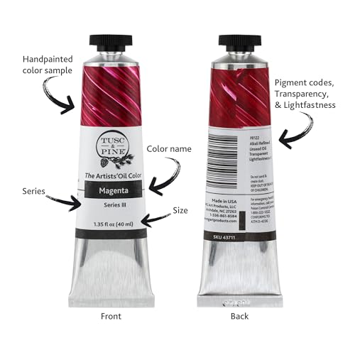 Tusc & Pine Artist Oil Paint - Cerulean Blue, 150 ml, Non-Yellowing, Rich & Creamy Consistency, Maximum Pigment Load, Small Batch Milled Oil Paints Made in the USA - color: Cerulean Blue, size: 5.07 Fl Oz (Pack of 1)