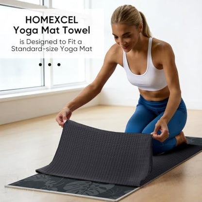 HOMEXCEL 2PK Yoga Mat Towels for Hot Workout, Ultra-Absorbent, 26.5" x 72" - color: Grey
