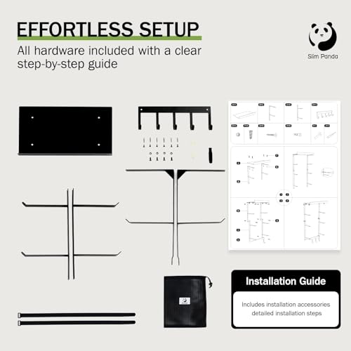 Slim Panda Yoga Mat Holder Wall Mount with Mesh Bag