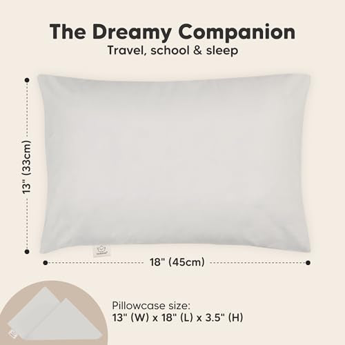 Toddler Pillow with Pillowcase, 13x18 My Little Dreamy Pillow (French Gray) - color: French Gray