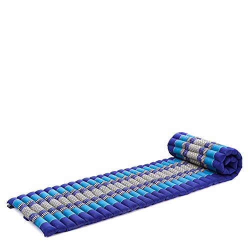 Leewadee - Foldable Floor Mattress - Japanese Roll Up Futon -Trifold Tatami Mat- Guest Floor Bed - Camping Mattress - Thai Massage Mat, Kapok Filled, 75 x 20 inches, Blue - color: Sf28 - Blue, size: S: 75x20"