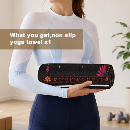 Hot Yoga Towel Non Slip, Ultra-Absorbent Yoga Mat Towel, Soft with Printed Design, Machine Washable, Yoga Pilates Towel Suitable for Exercise, Pilates, Yoga, 72x27in.Lotus - color: Lotus