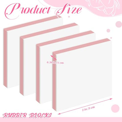 Frienda 24 Pcs 2" x 2" Rubber Carving Block Printmaking Stamp, White Pink | Easy to Carve, for Printmaking, Stamp Making, DIY Crafting, Scrapbook, Painting, Soft Linoleum for Beginners, Professionals - color: White Pink