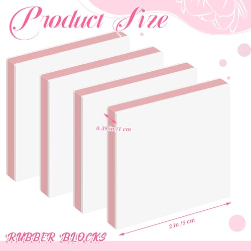 Frienda 24 Pcs 2" x 2" Rubber Carving Block Printmaking Stamp, White Pink | Easy to Carve, for Printmaking, Stamp Making, DIY Crafting, Scrapbook, Painting, Soft Linoleum for Beginners, Professionals - color: White Pink