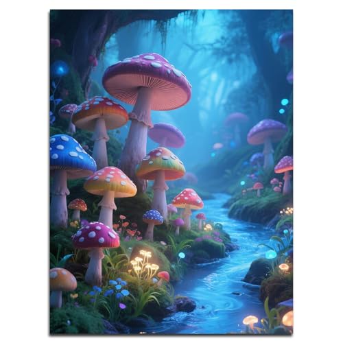 Muzagroo Paint by Numbers Oil Painting Kits for Adults DIY Mushroom Oil Painting for Beginners Hand Crafts Kits with Brushes and Acrylic Paints 16x20 inches (Mushroom) - color: Mushroom
