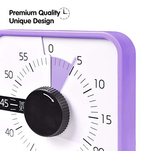 TWENTY5 SEVEN Countdown Timer 7.5 inch; 60 Minute 1 Hour Visual Timer – Classroom Teaching Tool Office Meeting, Mechanical Countdown Clock for Kids Exam Time Management Magnetic, Purple - color: Purple
