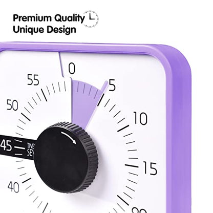 TWENTY5 SEVEN Countdown Timer 7.5 inch; 60 Minute 1 Hour Visual Timer – Classroom Teaching Tool Office Meeting, Mechanical Countdown Clock for Kids Exam Time Management Magnetic, Purple - color: Purple