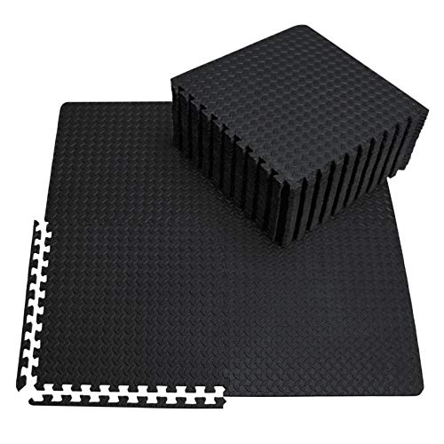 innhom 12/24/48 Tiles Gym Flooring Gym Mats Exercise Mat for Floor Workout Mat Foam Floor Tiles for Home Gym Equipment Garage - color: 24 Black