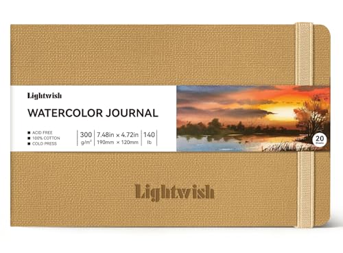 Watercolor Journal - 100% Cotton Cold Press Paper | 20 Sheets 40 Pages | 300GSM (140lb) | PU Leather Cover Watercolor Sketch Books for Artists Painting,Mixed Media7.5 in x 4.7 in - color: Brown, size: 7.5 x 4.7 in