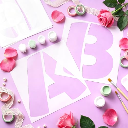 SATINIOR 19 Inch Large Letter Stencils and Numbers, 36 Pcs Reusable Alphabet Stencils Plastic Numbers Templates Craft for Wood Wall Fabric Signage Chalkboard Painting DIY Projects (Cute) - size: 19 Inch, style: Cute
