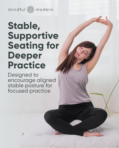 Mindful & Modern Large Meditation Cushion for Zafu Yoga - Meditation Pillow for Sitting on the Floor - Buckwheat Hull Filled Yoga Cushion with Removable, Washable 100% Cotton Cover and Carry Handle - color: Round - White