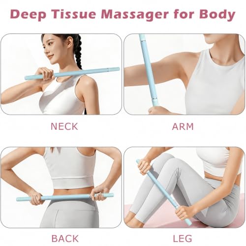 Muscle Roller Stick - Massage Roller for Myofascial Release & Deep Tissue Massage for Legs, Back, Shoulders - Relieve Soreness & Improve Recovery Blue 22.8inch - color: Blue-58cm