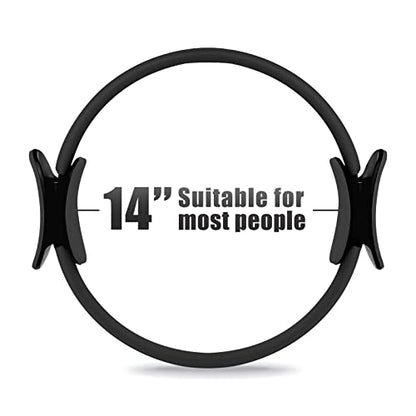 RitFit Pilates Ring 14 Inch Magic Fitness Circle for Inner Thigh Toning | Bonus Workout Guide & Storage Bag Included, Lightweight & Portable, Pilates Yoga Full Body Toning - style: Black