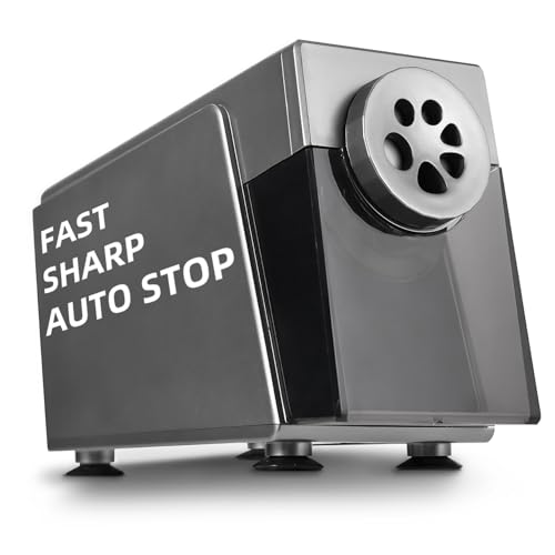 ZMOL Electric Pencil Sharpener,Heavy Duty for Classroom, 6-12mm, Silver | Auto Stop,6 Holes,Plug-in, 3 Tip Adjustments,Fits 6–12mm No.2 & Colored Pencils for School/Home/Teachers - color: Silver