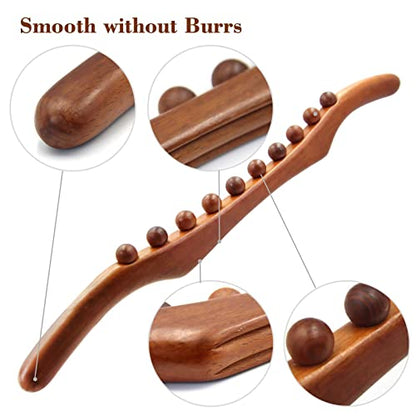 Wood Therapy Massage Tools, 21 inch Lymphatic Drainage Massager, Handheld Massage Stick & Wood Therapy Tools for Neck and Back Pain Stomach Body Shaping Anticellulite Leg - style: 10 Balls