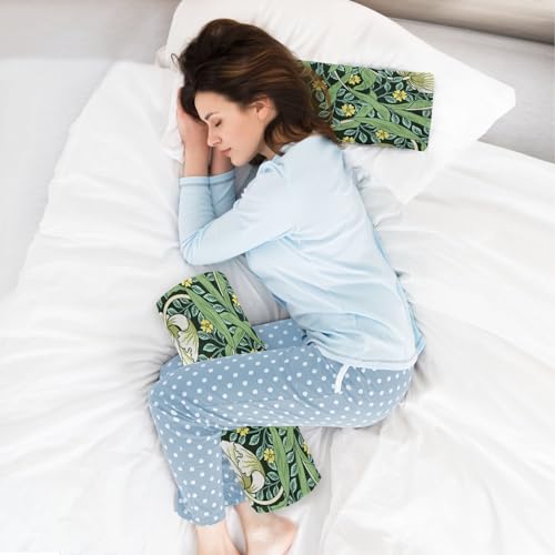 Neck Roll Pillow Bolster Pillow Round Health Memory Foam Long Cervical Roll Cylinder Bolster Body Pillow with Removable Washable Cover Bolster Pillow for Bed Legs Back Yoga Willam Morris Green - color: Flower 26