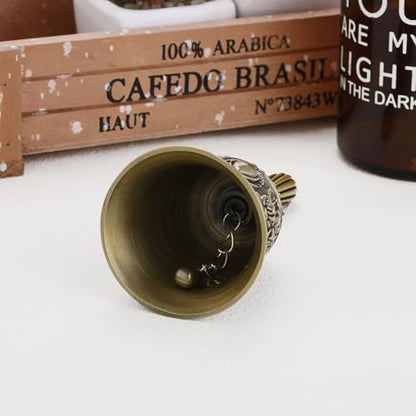 Super Loud Brass Hand Call Bell for Dinner Seniors Bedside-Bronze - color: Bronze