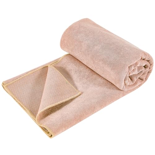 Hot Yoga Towel with Grip Dot, Non Slip Sweat Absorbent Microfiber Yoga Mat Towels for Hot Yoga, Pilates, Fitness and Workout 72inch x 24inch - color: Peachy Pink