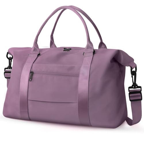 Travel Duffle Bag, Waterproof Weekender Bag Carry On Tote Bags for Women, Travel Essentials Sport Gym Bag for Men, Hospital Bag for Labor and Delivery, Overnight Bag Luggage Bag with Trolley Sleeve - color: 05 Shadow Violet