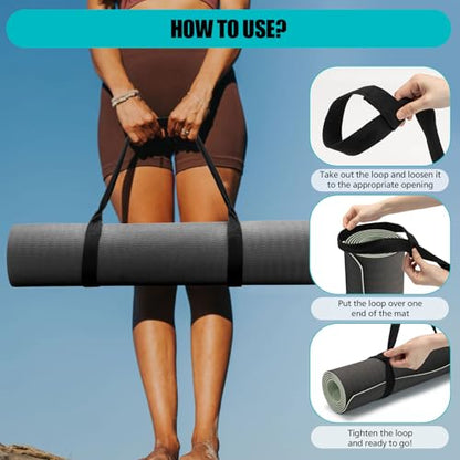 Yoga Mat Carrier Strap, Adjustable Thick Straps Sling for Carrying Large Mats, Stretching Band - color: Black