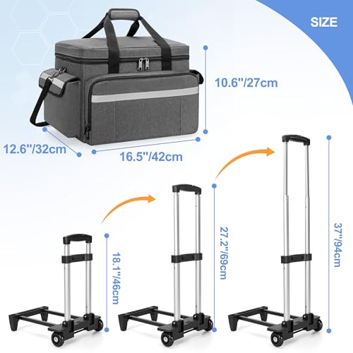 Trunab Rolling Medical Bag with Trolley & Dividers, Nurse Responder Tote - color: Grey
