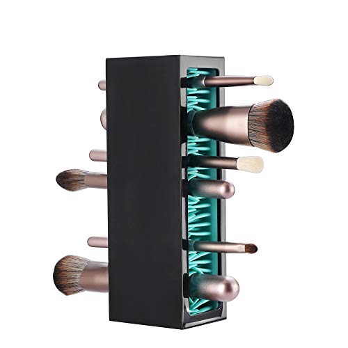 JAMEND CLXP Makeup Brushes Holder Organizer, Silicone Vanity Air Drying Rack Display Storage for Brush, Eyeliners and More, Practical Cosmetic Tools Container (Blue-Black) - color: Blue-Black