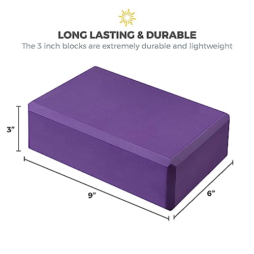 3in Yoga Blocks Bulk, 10 Pack, 3x6x9in - color: Dark Purple
