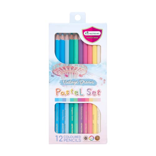 MASTERART Pastel Colored Pencils 12 Colors for Kids and Adults Coloring (VINTAGE DREAM PASTELS) - style: VINTAGE DREAM PASTELS