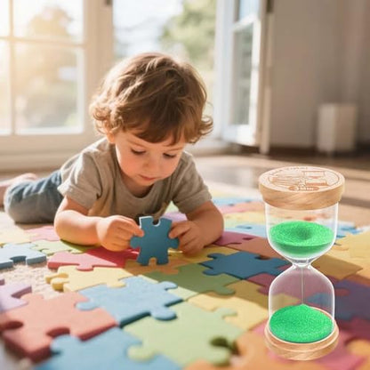 30 Second Sand Timer, Wooden Hourglass Sand Clock, Small Wood Green 30 Second Hour Glass, Sandglass for Brushing Teeth, Reloj De Arena, Classroom, Game, Kitchen, Home, Office - color: Green, size: 30 Sec