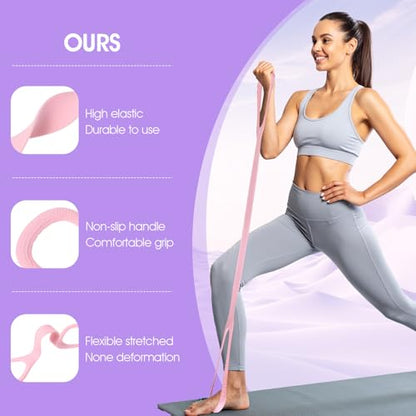3 Pcs Resistance Bands, Figure 8 Resistance Bands with Handles, Elastic Exercise Band for Yoga Pilates Arm Back Shoulder Training Portable Workout Equipment for Home Gym Travel