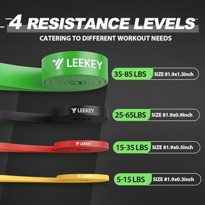LEEKEY Resistance Bands for Pull Up Assist, Exercise & Workout Bands Set - color: 5-85LBS COLOR+Grip