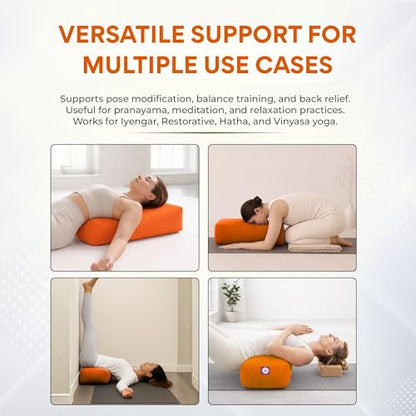 Rectangular Cotton Yoga Bolster, Yoga Pillow, Yoga Cushion, Yin yoga Bolster, Iyengar yoga bolster - color: Orange