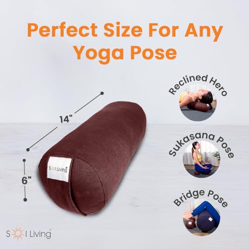 Pranayama Yoga Bolster Meditation Pillow - color: Brown, size: Cylindrical 14" x 6"
