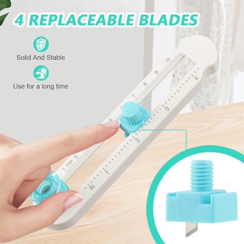 Circle Cutter for Paper, 4 Blades Rotary Knife, 0.6"-4" Radius, DIY Crafts | Adjustable 0.8-7.9" circle cutter with slide-lock. dual metric/imperial scales, concentric circles for mandalas. Safety guard