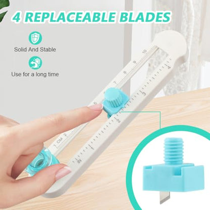 Circle Cutter for Paper, 4 Blades Rotary Knife, 0.6"-4" Radius, DIY Crafts | Adjustable 0.8-7.9" circle cutter with slide-lock. dual metric/imperial scales, concentric circles for mandalas. Safety guard
