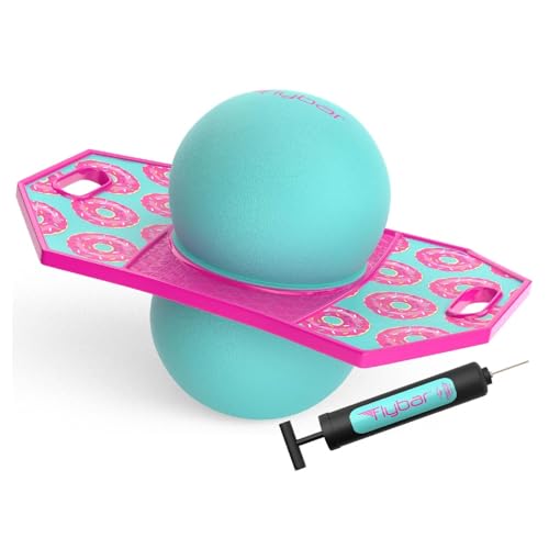 Flybar LED Pogo Trick Ball for Kids Balance Bounce Board w/Anti-Slip Deck - color: Donut