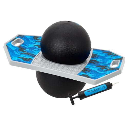 Flybar LED Pogo Trick Ball for Kids Balance Bounce Board w/Anti-Slip Deck - color: Blue Camo