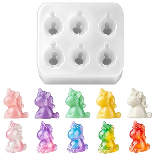 Mini Cute Tiny Unicorn Figurines Silicone Mold | Micro Dollhouse Animal Epoxy Casting Mold Realistic Shapes for DIY Resin Art Fairy Garden Miniatures Landscape Crafts Decor - color: 1 Pc Unicorn White