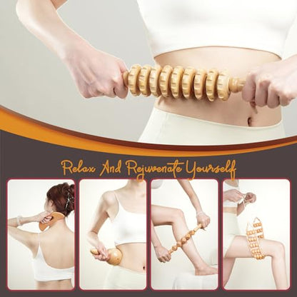 6 in 1 Wooden Massage Tool Set for Body Sculpting and Muscle Relief