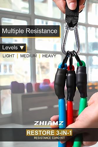 Resistance Bands with Handles, Exercise Bands with Handles, Door Anchor - color: 3-in-1 band- 90lbs