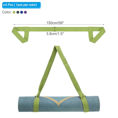 PATIKIL Yoga Mat Strap Adjustable Yoga Mat Carrier Straps Sling Cotton Anti Slip Mat Holder Stretching Band for Exercise - color: Dark Green/Dark Grey/Navy Blue/Dark Purple